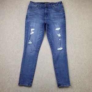 Abercrombie Fitch‎ High Rise Super Skinny Jeans Womens 32/14 Blue Distressed